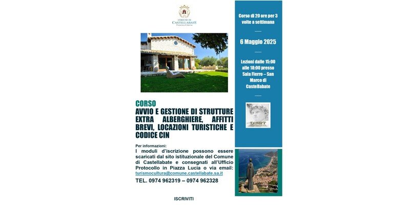 CORSO DI FORMAZIONE AVVIO E GESTIONE DI STRUTTURE EXTRA-ALBERGHIERE