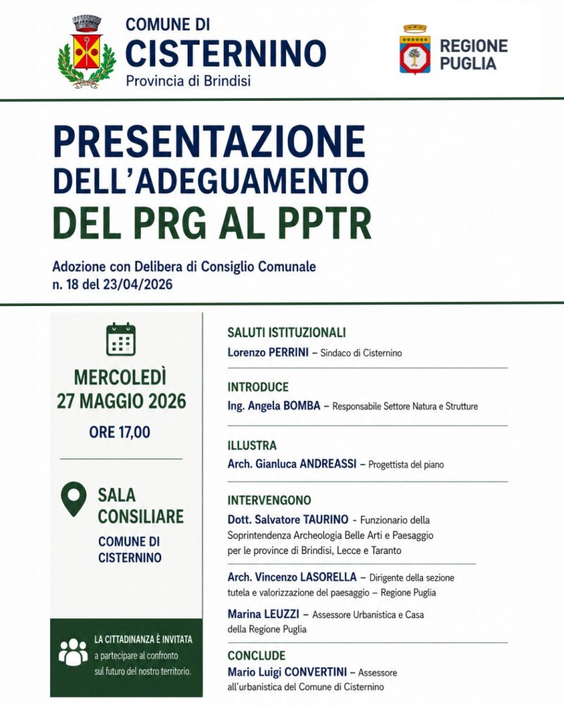 Presentazione dell'adeguamento del PRG al PPTR