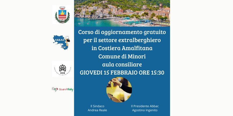 Corso di aggiornamento gratuito per il settore extralberghiero in Costiera Amalfitana