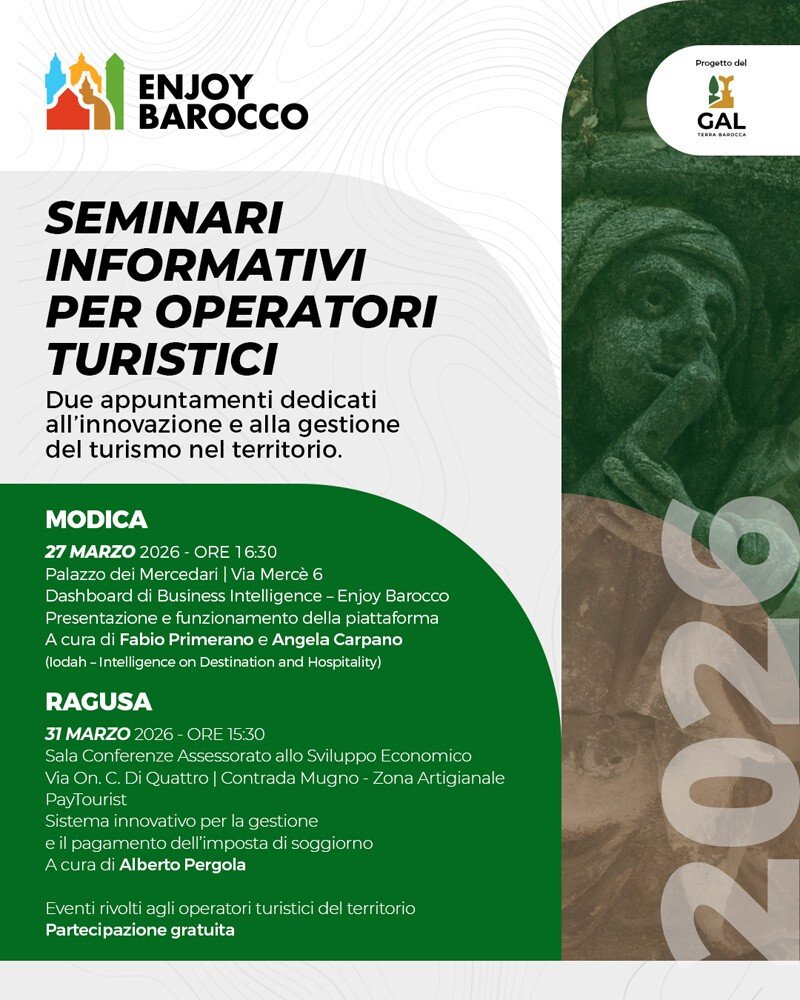 COMUNE DI RAGUSA, IMPOSTA DI SOGGIORNO, NUOVO PORTALE PAYTOURIST - Invito ad incontro in presenza 31/03/2026 ore 15:30